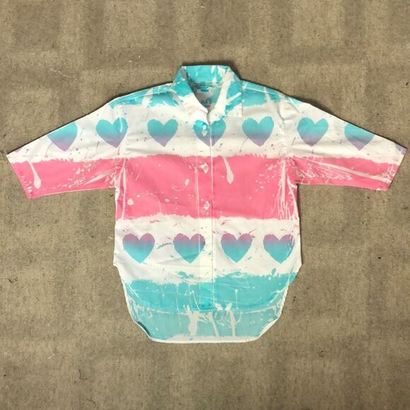 Other - Vintage 1980’s Heart Stripe Button Down | M